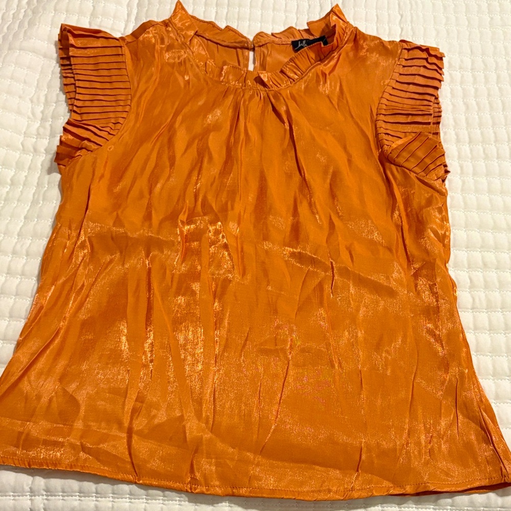 Bella Dreams S Shimmery Orange Ruffle Sleeve Blouse